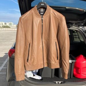 Boss leather bomber jacket.